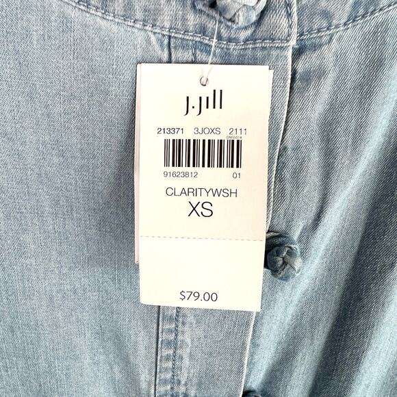 NWT J. Jill Clarity Wash Knot Button Denim Top XS - Picture 4 of 8
